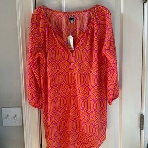 Mud pie  tunic/dress medium nwt Women's Geometric Pink and Orange Top